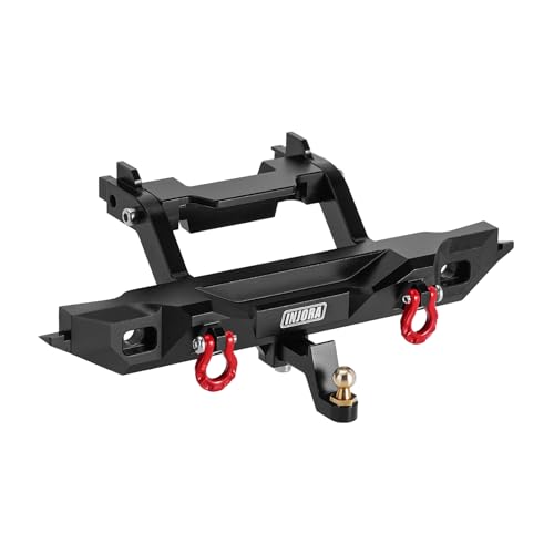 INJORA 37G Front And 26G Rear Bumper - Cnc Aluminum Bumper With Light For 1/18 RC Crawler Trx4M Defender Upgrade, Black