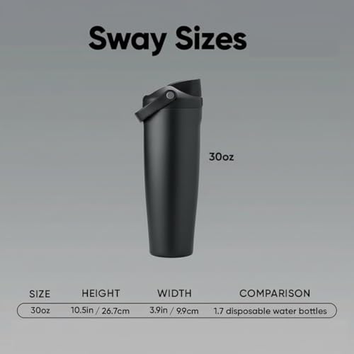 Image of COMFYPOTFreeSip Sway 900ml Stainless Steel Water Tumbler with Two-Way Spout & Straw, Bucket Handle, Leak-Proof BPA-Free Sports & Travel Sipper for School, Gym & Outdoor (Cust /Matte Black)