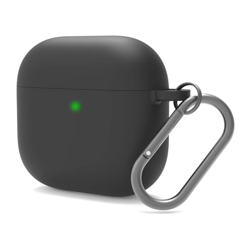 Excefore Case for Airpods 4 Protective Cover Airpods Case for 4th Generation Case Cover with Lanyard Hand Strap Premium Silicone Case Cover Fully Protective with Front LED Visible (Black)