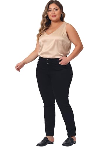 Agnes Orinda Plus Size Silk Satin Tank Tops for Women V Neck Casual Cami Sleeveless Blouses Summer Basic Camisole3