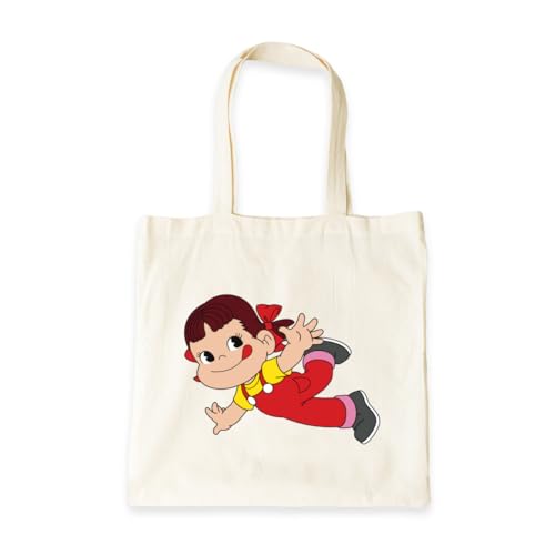 ペコちゃん トートバッグ 手提げ袋 ショッピングバッグ エコバッグ 買い物バッグ ショルダーバッグ 生活雑貨収納袋 綿100% 軽量 大容量 手提げ 肩掛け 収納 簡単 丈夫 可愛い おもしろ 可繰り返し洗え 長さ38.1cm×幅38.1cm