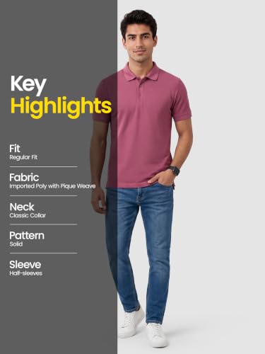 Image of Beyoung Imported Poly Regular Fit Solid Polo Tshirt for Men | Collar Tshirt | Half Sleeves | Solid Casual T-Shirt