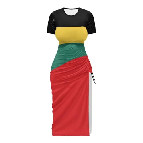 Image of Short Sleeve Dress for Women,Sexy Bodycon Dress,Plus Size Slit Dress,String Design s-4xl