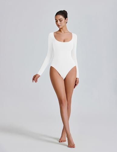 Body de manga larga para mujer Avidlove con doble forro y cuello redondo elegante 5