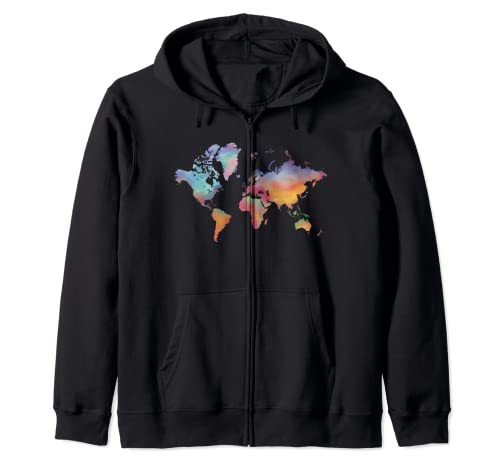 Mapa del mundo de color para globo viajero planisferio regalo Sudadera con Capucha 🔥