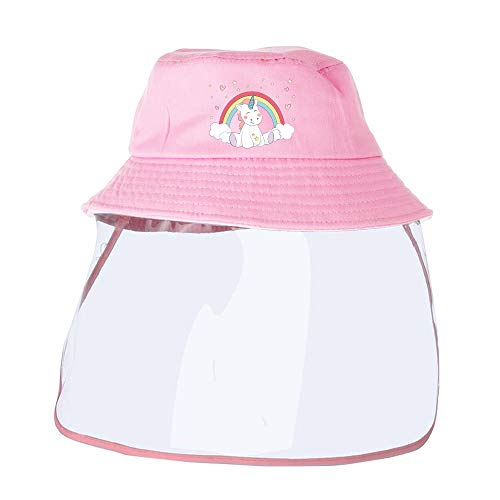 Unicorn Kids Bucket Hat with Removable Full Face Shield, Outdoor Lightweight Comfortable Anti-Spitting