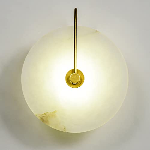 Image of Retro 5W Wall Lamp Fixture 10 inch Marble Stone Round Lampshade Bedroom Bedside Light LED SMD 2835 Wall Mounted Light Indoor Lighting Hotel Living Room Warm White 3000K Gold