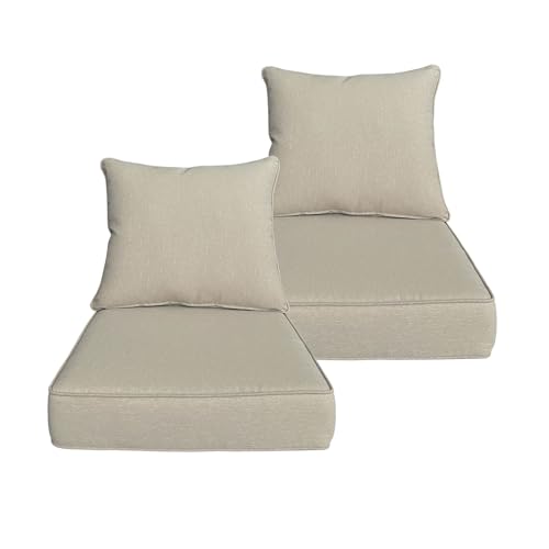 24x24 inch Outdoor/Indoor Deep Seat Patio Cushions Set of 2 Deep Seat Bottom Resilient Foam Filling with Zipper Water Repellent Abrasion-Resistant UV Resistant Weather Resistant Putty