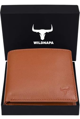Image of WILD NAPA RFID Protected Brown Genuine Leather Wallets for Men (Tan)