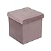 ZEMO Puff Otomano Terciopelo/Poliester con Tapa 38x38x38cm - Taburete Cuadrado Plegable para Almacenamiento / Reposapiés - Baúl Decorativo (Terciopelo, Rosa)