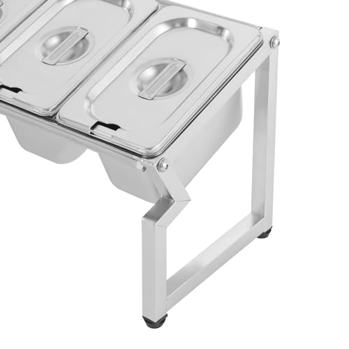 Station de garniture pour pizza en acier inoxydable robuste à 8 compartiments - 4