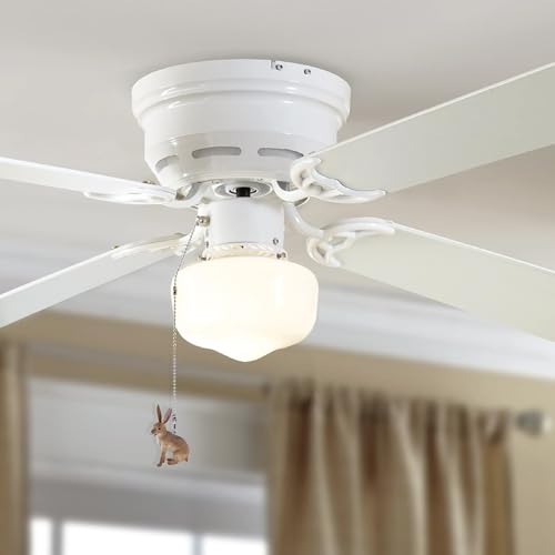 Image of Rabbit Ceiling Fan Pull Chain,Cute Realistic Easter Bunny Fan String Pulls Charm Extension Decorative,12in 3mm Diameter Beaded Fan Light Pull Chains Extender Ornaments for Kids Room