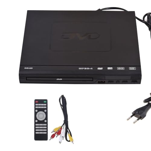Reinscer DVD-225 - Lecteur de DVD numérique pour , sortie AV avec télécommande pour TV, VCD, lecteur de DVD, prise européenne
