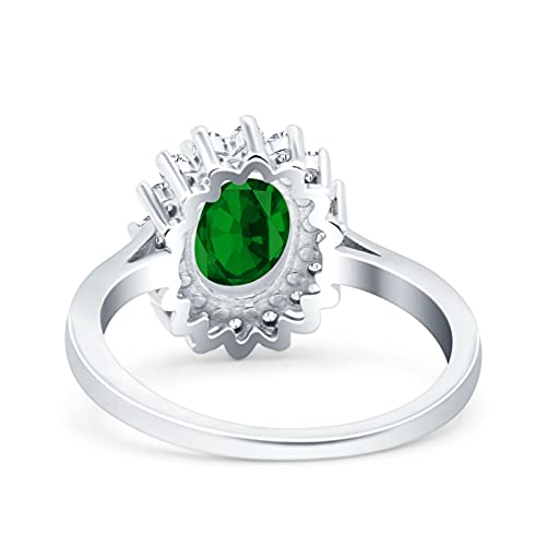 Blue Apple Co. Halo Art Deco Oval Wedding Engagement Bridal Ring Round Simulated Cubic Zirconia 925 Sterling Silver3