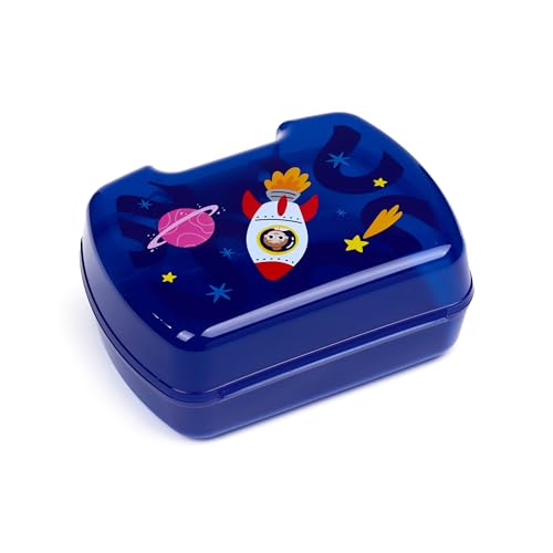 Puckator Brotdose für Kinder (Lunchbox für Lebensmittel & Trinkflasche) mit Weltraum-Design, BPA-frei