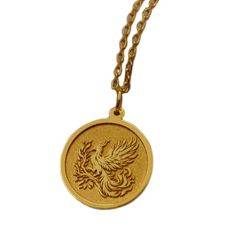 Collier Phoenix plaqué or LKBEADS : pendentif argent sterling 24 mm d'une élégance rare