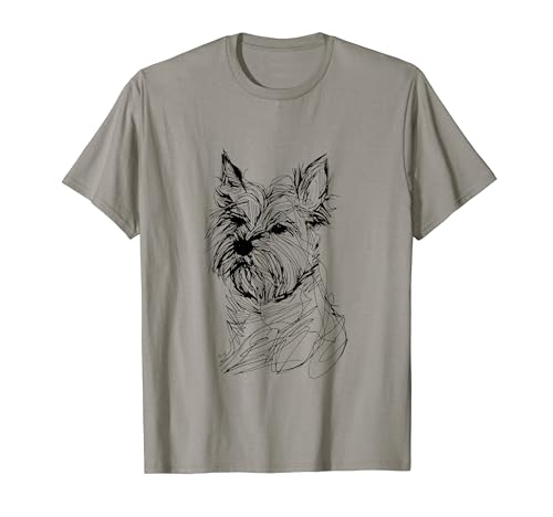 Cairn Terrier Dog Line Art Minimalist Mom Dad T-Shirt