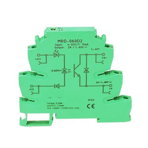 Module de relais sur rail DIN avec indicateur lumineux vert MRD-060D2