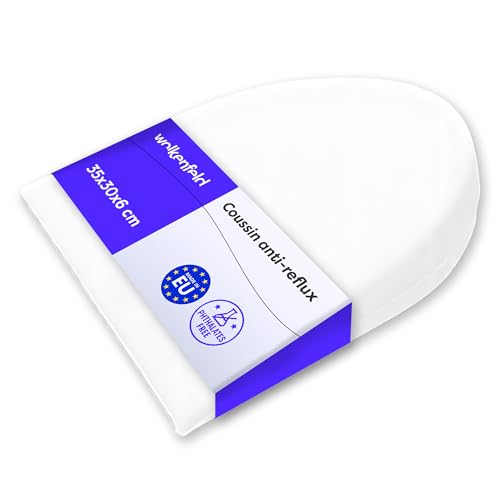 Wolkenfeld Coussin de Lit Incliné Contre Le Reflux et Les Coliques – Oreiller Anti Reflux Ergonomique, Imperméable et Lavable | Forme Semi-Circulaire –...