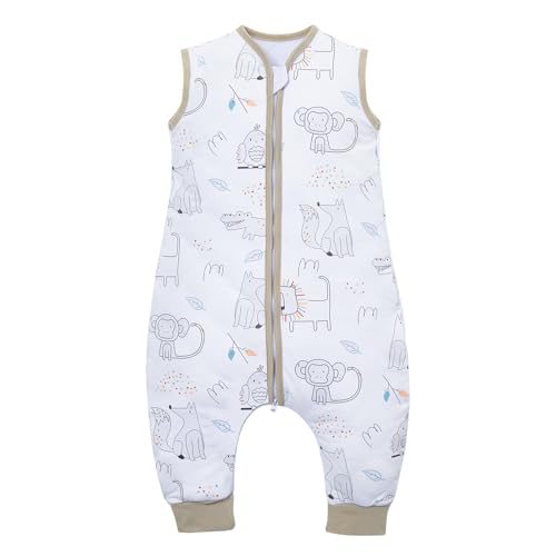 Lictin Saco de Dormir con Pies-2.5TOG Saco de Dormir para Bebés,Estampado animal,Talla:S-70 cm, altura adecuada del bebé(75-90 cm/6-18 meses)