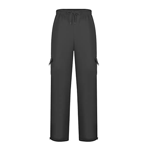 Men's Heavyweight Fleece Cargo Sweatpants Elastic Waist Baggy Drawstring Joggers Casual Stretch Workout Athletic Trousers3
