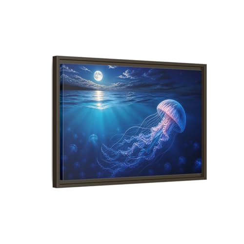 Cadre méduse bleue pour déco au-dessus d'une console
