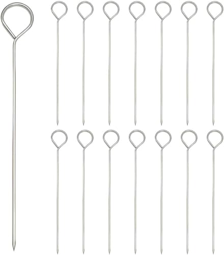15 PCS Food-Grade Metal Kebab Lacers, Stainless Steel BBQ Skewers, Reusable Skewers Ideal for Halloween Christmas Party
