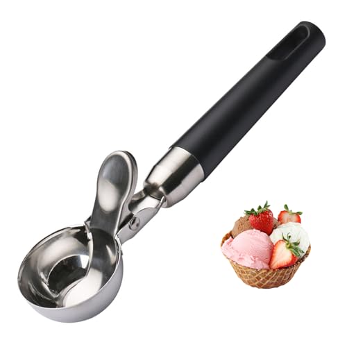 Ice Cream Spoon, Stainless Steel Ice Cream Scoop, Cucchiaio per Gelato con Grilletto, Ideal for Ice Cream, Melon, Meatballs, Mashed Potatoes or Melon Balls