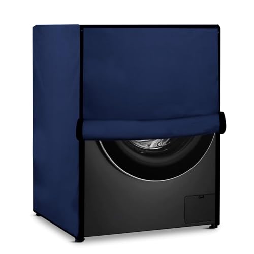Image of Sanavya Dustproof & Waterproof Front Load Fully Automatic Washing Machine Cover for 6kg, 6.5kg, 7kg & 7.5kg | Dustproof Polyester Washing Machine Cover with Zipper- 59x59x86 cm (Navy Blue)