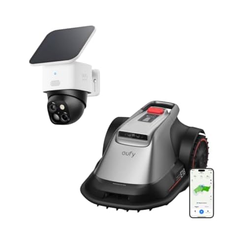 eufy E18 Robot Lawn Mower,Max 0.3 Acres,Wireless Robot Mower with Auto Mapping,Vision Navigation,Multi-Zone Management + eufy Security SoloCam S340