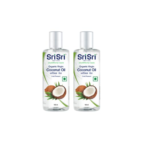 Image of Sri Sri Tattva Organic Virgin Coconut Oil, 100ml (Pack of 2) - Cold Pressed, Natural, Pure Coconut Oil for Healthy Hair and Skin Care