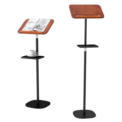 lesolar Lectern Podium Stand with Storage Tray Height Adjustable Portable Standing Desk Table Steady Book Stand with Bookmark Computer Book Holder Teacher Podium for Church Weddings Speech