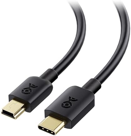 USB 2.0 Type C (USB-C) to Mini B (Mini USB) Cable in Black 3.3 Feet