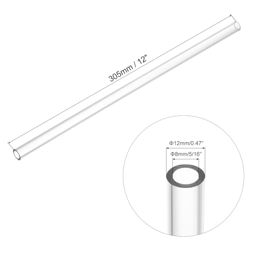 Image of uxcell Clear Rigid Tubing 8mm(5 /16 inch) ID x 12mm(0.47 inch) OD x 1Ft Length Round Plastic Polycarbonate Tube