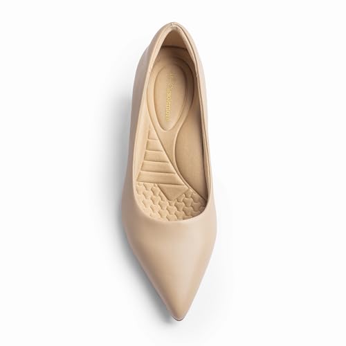 Damen Pumps Kleidschuhe mit niedrigem Blockabsatz Heels für Frauen, Arch Support, Low Chunky Block Closed Toe Heels, Komfortable Pointed Toe Slip on Work Dress Office Schuhe – Bild 6