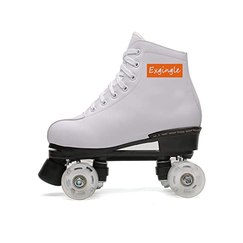 Image of Adult Roller Skates High Top Indoor Outdoor Quad Skates White 12 M US Women