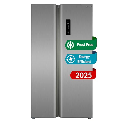 HYE American Fridge Freezer - Side By Side American Style Fridge Freezer, No Frost, 92cm Width, 505L Freestanding Design, Low Noise (37dB), Sleek Inox Finish, Ideal For Large Families - RF01AM505DS07 - Image 3