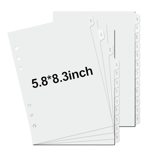 Intercalaires A5 plastique pour organiser un carnet à 6 trous et retrouver vos notes mensuelles