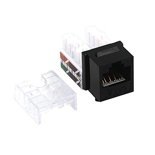 VCE 25-Pack Cat6A RJ45 90-Degree Keystone Jack Insert, Ethernet UTP Cat6A Keystone Jacks (Black) UL Listed
