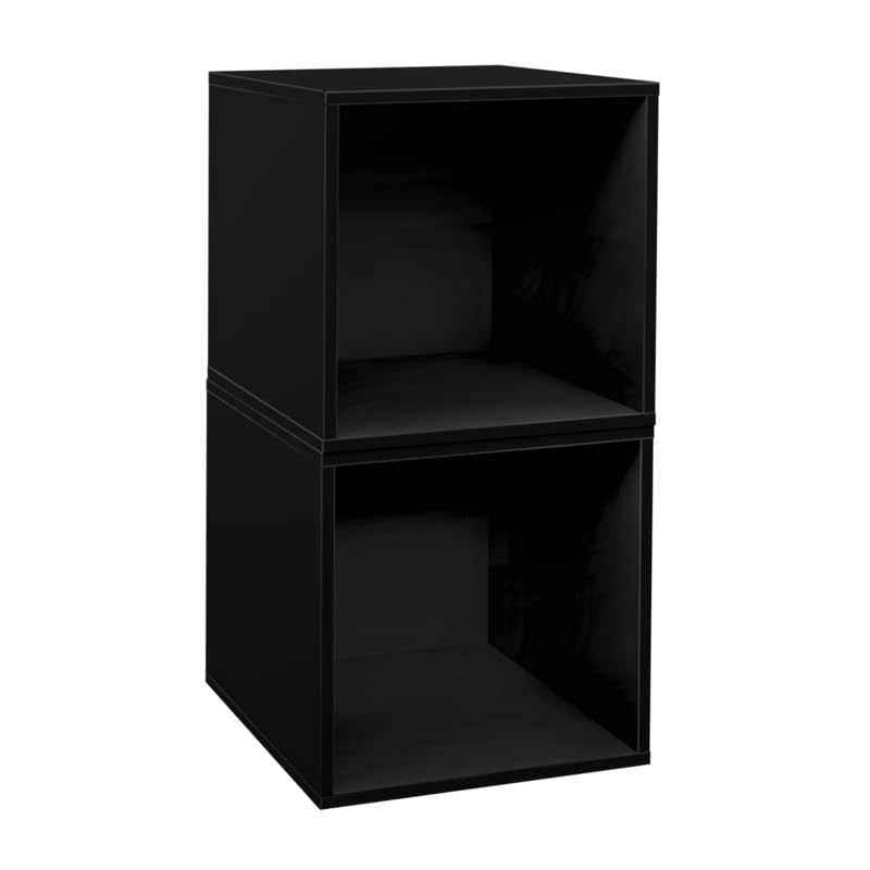Niche Cubo Wood Stackable Storage Bookcase Shelf Organizer Cube - 2 Pack - Ebony Black
