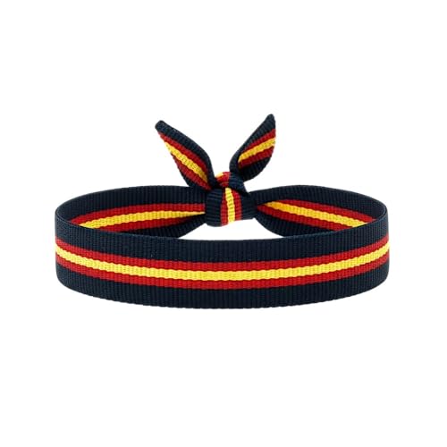 BDM - Pulsera Ajustable de Tela Azul Marina con la Bandera de España de Dos anchuras, para Hombres y Mujeres .Ancho 15 mm
