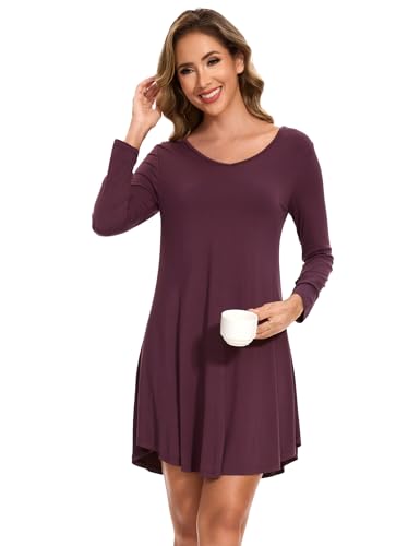 Image of GYS Womens Bamboo Viscose Nightgown Super Soft Lightweight Night Shirts for Sleeping