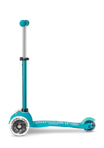 Micro Kickboard - Mini Deluxe LED 3-Wheeled, Lean-to-Steer, Swiss-Designed Micro Scooter for Preschool Kids with LED Light-up Wheels, Ages 2-5 (Aqua)