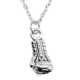 Genérico Collar de joyería para mujeres para mujeres colgantes de boxeo en color plata antiguo 22x10x6mm