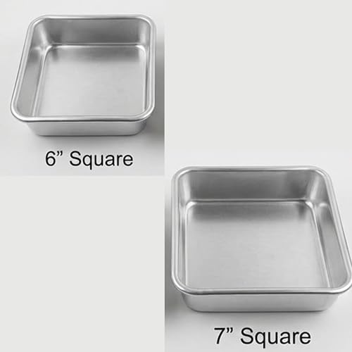 Image of Square Cake Tin Set | 6 Inch + 7 Inch Aluminium Cake Moulds | Deep 2 Inch Baking Trays for Oven & OTG | Heavy Aluminium Cake Pans for Baking, Brownies, Bar Cakes, Layered Cakes & Home Baking Tools