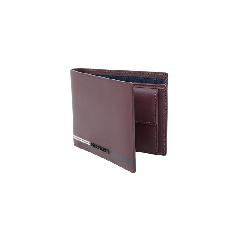 Image of Tommy Hilfiger Men's Escravos Global Coin Wallet - Wine | Leather | Sleek Solid Design| Purse for Men | Ideal for Gifting