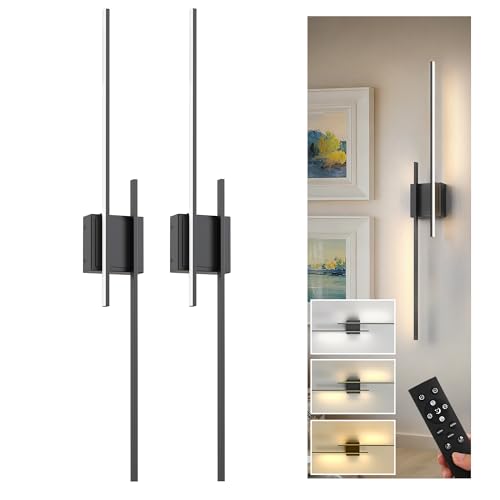 Image of L LOHAS LED Battery Operated Wall Sconces, Set of 2, 10000mAh, Black