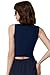 QINSEN V Neck Vest for Women Button Down Sleeveless Lined Fashion Casual Crop Waistcoat Navy XL