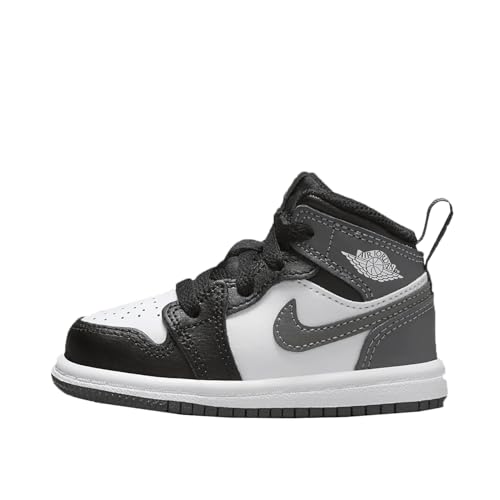 Jordan 1 Mid Baby/Toddler Shoes (DQ8425-001, Black/White/Iron Grey)