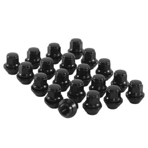 Image of M12x1.5 Lug Nuts Black M12-1.50 Acorn 12x1.5 Taper Washer 19mm Hex Set of 20 for Ford Alloy Wheels Fit with Ford Fiesta Focus Fusion